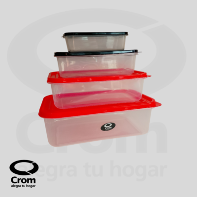 Hermético Rectangular Set x4 – 400cc + 1,1L + 2L + 3,5L